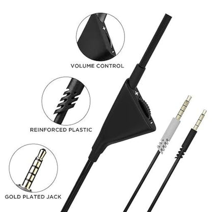 goodstumbler Headphone Sound Cable: Compatible with Logitech Astro A10 A30 A40 A40 TR, Replacement Gaming Headset with Inline Volume Control, Detachable Woven Audio Cable