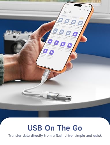 JSAUX USB to USB C Adapter [2 Pack], USBC OTG Adapter Compatible with MacBook Pro/Air, iPhone 15 Pro Max, Samsung Galaxy S24/S23/S22/S21 and More USB C Devices-Crystal White - color: Crystal White