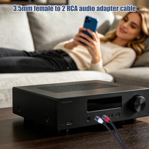 3.5mm Female to 2 RCA Male Audio Cable