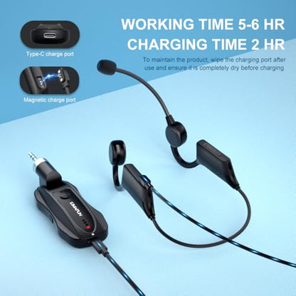 KIMAFUN 2.4G Fitness Headset Wireless Microphone, IP67 Waterproof | Sweatproof for Water Aerobics, Swimming Coach, Fitness Instructor, Yoga, Spinning, Training, Teaching, Speakers, GWP91 - size: GWP91(1TX+1RX)