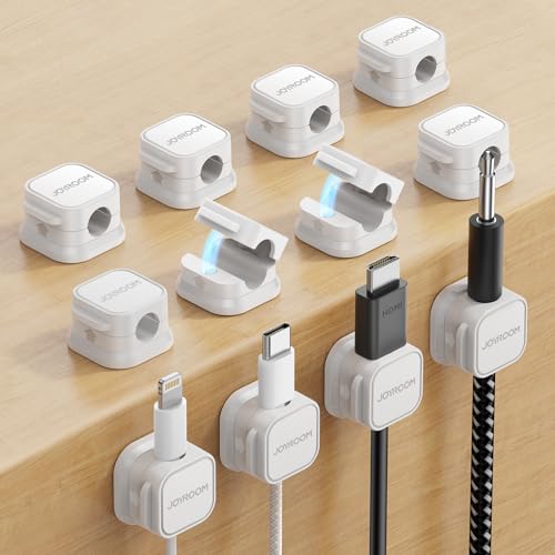 JOYROOM 12 Pack Magnetic Cable Clips, Cord Organizer Adhesive Wire Holder | Home Nightstand Office Desk Accessories, Car Wall Organization, Phone Charger Cord Holder Management, Cable Smooth Adjustable - color: 12-Pack