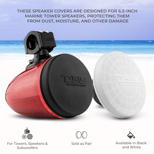 DS18 Hydro CS-6/WH 6.5" Silicone Marine Speaker Cover - Water, Dust and UV Rays Protection - Compatible with Tower Speakers - Great Durability - Special Edition (Pair) - color: White, size: 6.5"