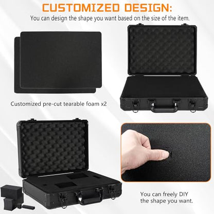 15 Inch Hard Carrying Storage Case | Ideal for Microphone & Camera Gear Transportation, DJ Mixer Case with Customizable Pre-Diced Foam, 15 X 11 X 4.3 Inch, Black - size: Inner：14.5''X 10.5 X 5.5''