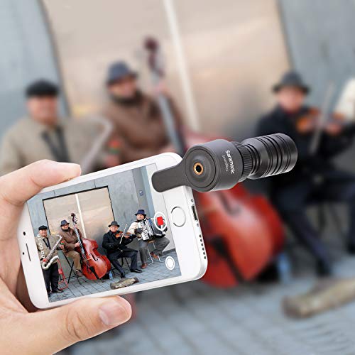 TRRS Plug and Play Directional Microphone, Saramonic Video Shotgun Mic with Monitor for iPhone8 7 6 Android & Windows Smartphones,for Youtube,Interview,Studio,Video Recording,Vlog,Noise Cancelling Mic | Cardioid directional microphone with 3.5mm TRRS plug