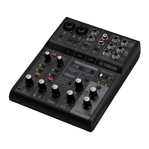 Yamaha AG06MK2 Black 6-Channel Live Streaming Loopback Mixer/USB Interface with Steinberg Software Suite | with LOOPBACK, DSP Effects, Cubase AI And WaveLab Cast - color: Black, style: AG06 MK2