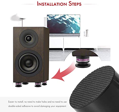 Tertullus 4 Pcs Aluminum Speaker Spike+Speaker Isolation Feet Top Pad Turntable Isolation Feet for Amplifier Turntable Player Subwoofer Black - color: Black