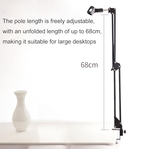 GOWENIC Microphone Stand, Desktop Foldable Boom Arm with 360 Ball Head and 4-Section Telescopic Arm, for Microphones Cameras Phones in Live Streams Video Conferences