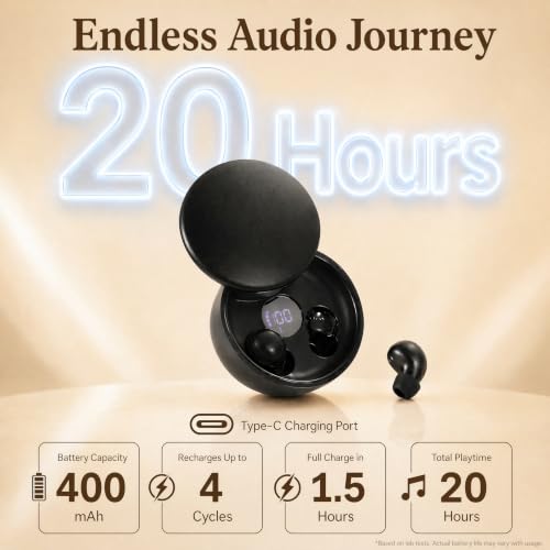 Mini Invisible Bluetooth Earbuds - Ergonomic Wireless Earbuds with Premium Sound Quality and One-Step Auto Pairing - color: Black
