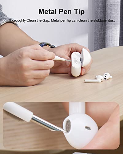 Hagibis Cleaning Pen for Airpods Pro 1 2 3 Multi-Function Cleaner Kits Soft Brush for Bluetooth Earphones Case Cleaning Tools for iPhone 16 15 Pro Max LEGO Camera Lens (White) - color: White