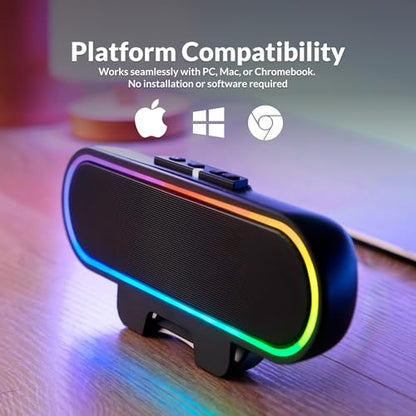Cyber Acoustics USB Speaker Bar with LED Lights (CA-2890GX) – USB Powered Speaker Bar for PC and Mac, Dynamic LED Lights Sync to Music, Clamps to Monitors up to 1.5 Inches, Great for Music and Gaming - style: USB & LED