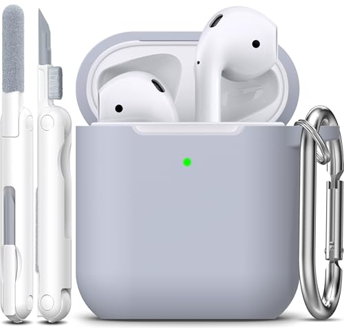 for AirPods 2nd/1st Case Silicone Cover, Pebble | Compatible with Apple AirPods 2nd/1st (2019/2016) Generation with Keychain & Cleaner Kit, Wireless Charging Compatible - color: E1-Pebble