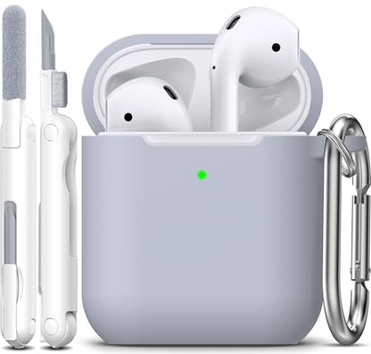 for AirPods 2nd/1st Case Silicone Cover, Pebble | Compatible with Apple AirPods 2nd/1st (2019/2016) Generation with Keychain & Cleaner Kit, Wireless Charging Compatible - color: E1-Pebble