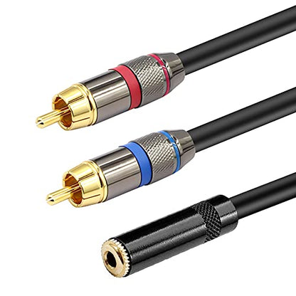YABEDA 3.5mm Female to Dual RCA Male Stereo Y Splitter Cable, 3.5mm to 2 RCA - 3 Feet / 1 Meter Audio Breakout Adapter