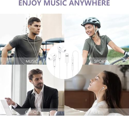 [Apple MFi Certified] Wired Headphones for iPhone 14 13 12,Earbuds with Lightning Connector Built-in Mic & Volume Control HiFi Stereo Nosie Reduction Earphones Compatible with iPhone 13/11/XR/XS/X/8/7
