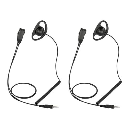 2 Pack BDS15-Y2 D-Shape Style Earphone with PTT MIC for Motorola Vertex Standard VX-6E VX-120 FT-270R VX-7R FT-277R - size: 2 Pieces