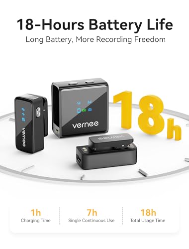 vernee Wireless Lavalier Microphone for iPhone 16 15, Android, Tablet, PC, Mini Mic 3-Level AI Noise Reduction, iPhone Microphone for Video Recording/Vlog/TikTok/YouTube