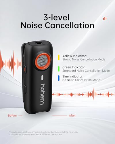 Hohem MIC-01 Wireless Lavalier Microphone for iPhone iOS Vlog Live, Noise Reduction (2TX+1RX Charge Case) - color: Lighting