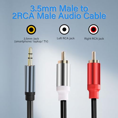 3.5mm to 2 RCA Audio Cable 1/8 to Dual RCA Adapter Audio Y Splitter Cable Gold Plated Plug 3.5mm Male Jack to 2 RCA Male Stereo Audio Cable for Tablet Laptop Headset 0.98FT(2pcs) - style: 3.5 male