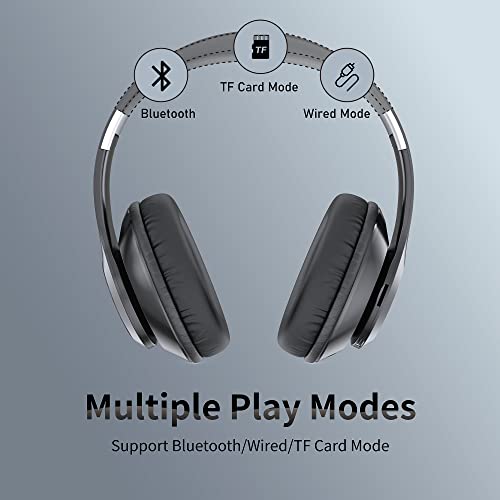 Headphones Wireless Bluetooth with Mic, Wireless Headphones Over Ear with Hi-Fi Audio Deep Bass,3.5MM Cable,Soft-Earpads (NO ANC) - color: Dark Grey