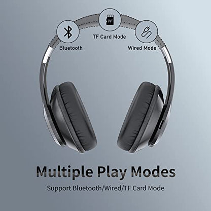 Headphones Wireless Bluetooth with Mic, Wireless Headphones Over Ear with Hi-Fi Audio Deep Bass,3.5MM Cable,Soft-Earpads (NO ANC) - color: Dark Grey