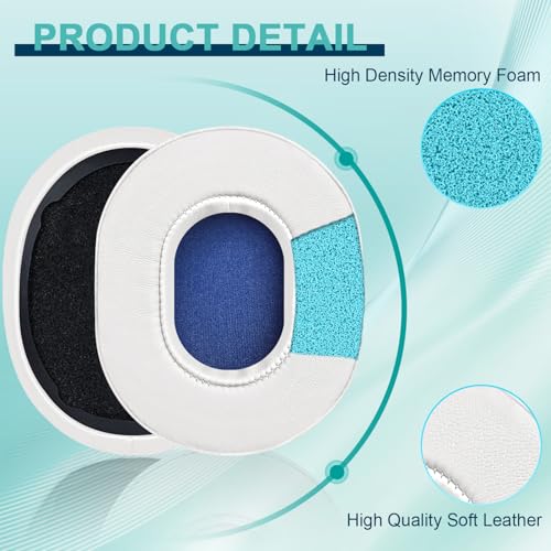 HAOMUK Replacement Ear Pads for Skullcandy Crusher Wireless/Evo/ANC Hesh 3/EVO/ANC, Headphones Ear Cushions, Headset Earpads, Ear Cups Cover-White - color: White