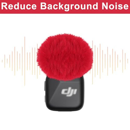 Microphone Windscreen for DJI MIC MINI (2024) Wireless Microphone Furry Wind Muff Accessories (2 Packs-Red) - color: red-2pcs