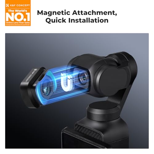 K&F CONCEPT Effect Lens & ND Filter Kit for DJI Osmo Pocket 4/3 | 1.2X Anamorphic Lens+ Wide-Angle Lens+ 10X Macro Lens+ ND8+ND32+ND128, Magnetic Attach/Multi-Coated/Optical Glass, FD161