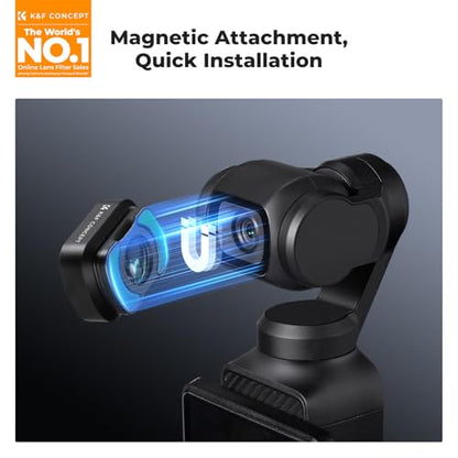 K&F CONCEPT Effect Lens & ND Filter Kit for DJI Osmo Pocket 4/3 | 1.2X Anamorphic Lens+ Wide-Angle Lens+ 10X Macro Lens+ ND8+ND32+ND128, Magnetic Attach/Multi-Coated/Optical Glass, FD161