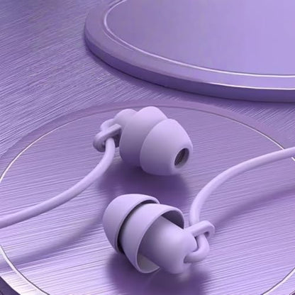 Soft Silicone Wired Sleep Earbuds, 3.5mm Jack Noise Isolating in-Ear Headphones, Comfort Side Sleeping Earphones (Purple) - color: Purple