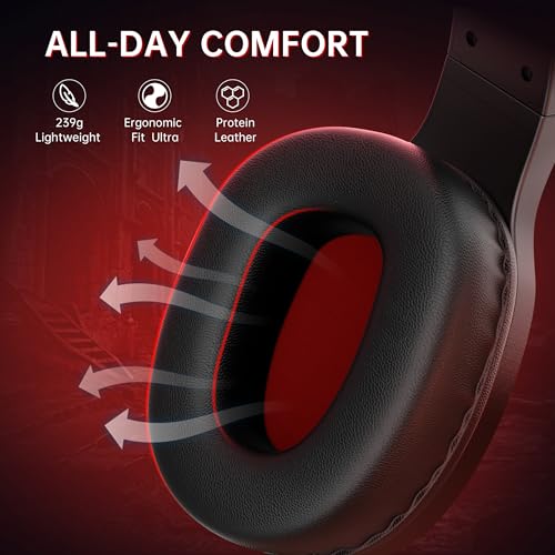 AOC Bluetooth Gaming Headset with Mic for PC, PS5/4, Nintendo Switch- Red | USB-C & Bluetooth 5.4 & 2.4GHz Gaming Headphones with Noise Canceling Mic, 7.1 Virtual Surround, 20ms Latency, 45H, RGB - color: Red
