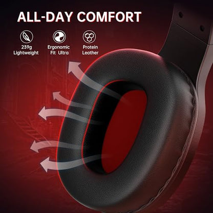 AOC Bluetooth Gaming Headset with Mic for PC, PS5/4, Nintendo Switch- Red | USB-C & Bluetooth 5.4 & 2.4GHz Gaming Headphones with Noise Canceling Mic, 7.1 Virtual Surround, 20ms Latency, 45H, RGB - color: Red