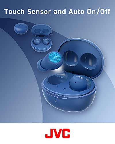 JVC Compact and Lightweight Gumy Mini True Wireless Earbuds Headphones, Long Battery Life (up to 23 Hours), Sound with Neodymium Magnet Driver, Water Resistance (IPX4) - HAA6TA (Blue) - color: Blue, size: Compact