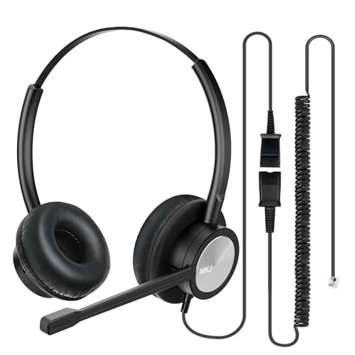 MKJ Cisco Telephone Headset with Microphone Noise Canceling, Office Headset | Wired RJ9 Call Center Headphone, Compatible with Cisco 7861 7942G 7945G 7961G 7962G 8841 8861 9971, Dual Ear, Clear Calls