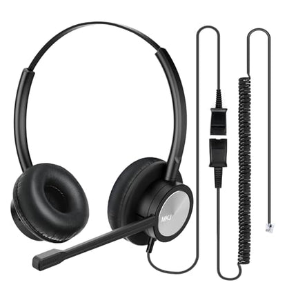 MKJ Cisco Telephone Headset with Microphone Noise Canceling, Office Headset | Wired RJ9 Call Center Headphone, Compatible with Cisco 7861 7942G 7945G 7961G 7962G 8841 8861 9971, Dual Ear, Clear Calls