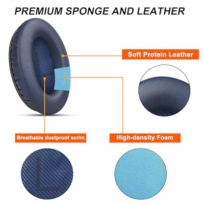 GEVO Premium Replacement Ear Pads for Bose QC35 & QC35ii Headphones - Blue | Fits QuietComfort 35 & 35ii / SoundLink 1&2 AE（Over-Ear）- Soft Protein Leather · Adaptive Memory Foam and Extra Durable - color: Midnight Blue