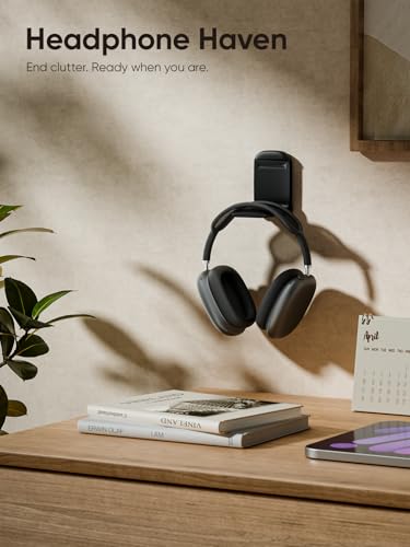 MAMUVIMO Headphone Stand, 2 Pack Headset Stand Foldable＆Sticky, Headphone Holder Hook Mount with Non-Slip Silicone, Adhesive Earphone Desk Hanger Clip Space-Saving for Airpods Max, All Earphones-Black - color: Black, size: 2 Pack