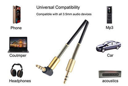 3.5mm Coiled Cable - 90 Degree Right Angle 3-Pole TRS Jack Stereo Audio Spring Aux Cable for Smartphones, Tablets and MP3 Players (1.5m) (Pack of 2) - size: 5 feet (Pack of 2)