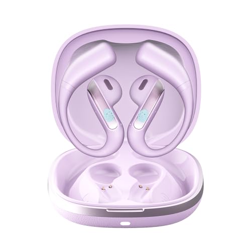 Piluyaa Open Ear Bluetooth 5.3 Earbuds, Wireless Headphones Sport Over Earphones Built-in Mic with Ear Hooks, 58H Playtime Ear Buds Fast Charging, IPX7 Waterproof for Running/Workout—Purple - color: Purple