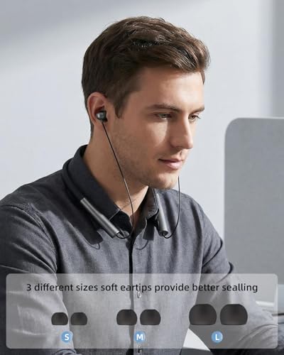 Neckband Bluetooth Headphones, Retractable Headphones Bluetooth 5.3 with IPX5 Sweatproof & Vibration Alert, Stereo Noise Cancelling for Music, Calls, Conference, Videos