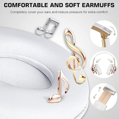 6S Bluetooth Headphones Over-Ear, Hi-Fi Stereo Foldable Wireless Stereo Headsets Earbuds with Built-in Mic, Volume Control, FM for iPhone/Samsung/iPad/PC (Blue) - color: White & Gold