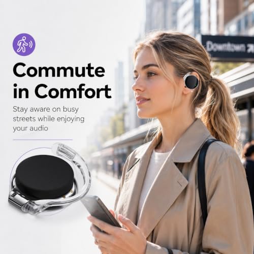 Micool On Ear Bluetooth Headphones, Open-Ear Headphones Wireless with 4-Mic ENC for Crystal Clear Calls, 52H Total Battery, Dual Device, Sport Clip On Headset for Running & Travel (Pure Black) - color: Pure Black