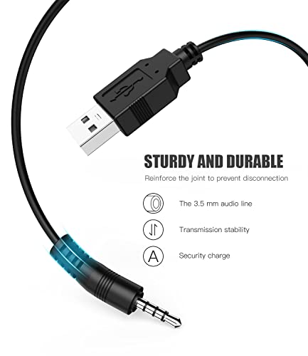 BERLAT USB 2.0 to 3.5mm Audio Cable 2-Pack for MP3 Headphones – Not for TV