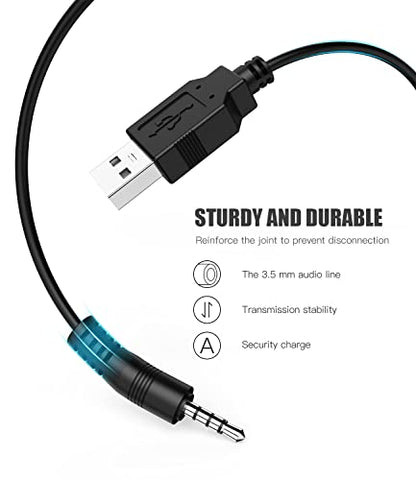 BERLAT USB 2.0 to 3.5mm Audio Cable 2-Pack for MP3 Headphones – Not for TV