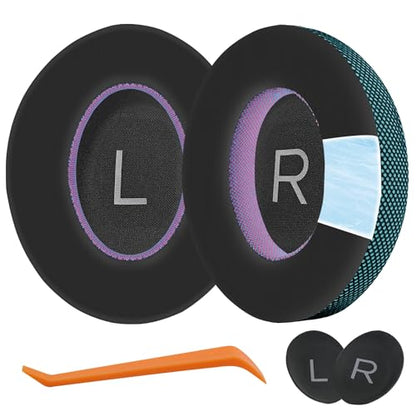Upgraded Replacement Ear Pads for Bose 700 Noise Cancelling (NC700) - Cooling Gel Replacement Ear Pads, Ice Silk Fabric Memory Foam, Added Thickness, Extra Durable Ear Cushions–Black/Blue - color: Black/Blue