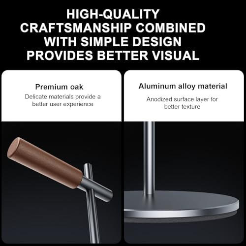 Oak Headphone Stand, Wood Headset Stand for Desk, Universal Holder for Airpods max, Bose, Beats, Gaming, Apple Vision Pro, VR Display Stand (Gray) - color: Gray