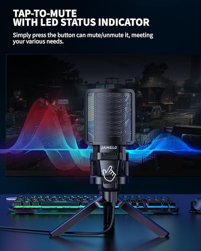 USB Gaming Microphone, Computer Recording Condenser Mic for PC/Laptop/Phone, RGB, Headphone Output, Mute Button, Volume Control, for Streaming, Podcast, Studio, YouTube - size: Square Microphone