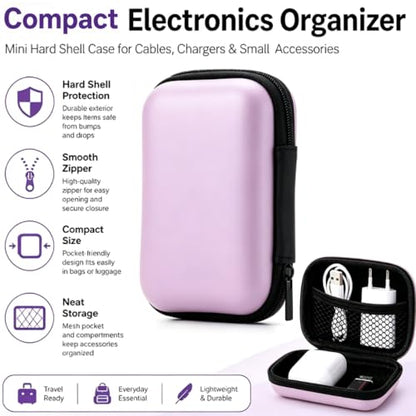 Headphone Case Hard Edge Zipper Bag Compact Portable Headset Storage Bag For Wireless,Headphones Earbuds Cables Charging Cable Travel Waterproof Commuting Home - color: Pink