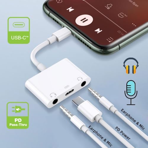 CY Type C USB-C to Dual 3.5mm Audio AUX & MIC Sound Card with PD Power Charge Adapter Compatible with Laptop Tablet Phone - style: Audio*2+PD