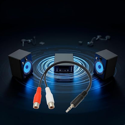 Black 3.5 mm to Dual RCA Audio Cable 1x Male to 2X RCA Female 1/8 Stereo Mini Jack Adapter Audio Plated Copper Shell Stereo Audio Adapter Cable, RCA Cables