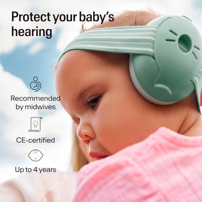 Alpine Muffy Baby Ear Muffs Noise Protection | Toddler Ear Protection | For babies up to 4 years | 24dB Sound Reduction | Baby Hearing Protection | Noise Reduction | Baby Essentials New Mom Gifts - color: Sage
